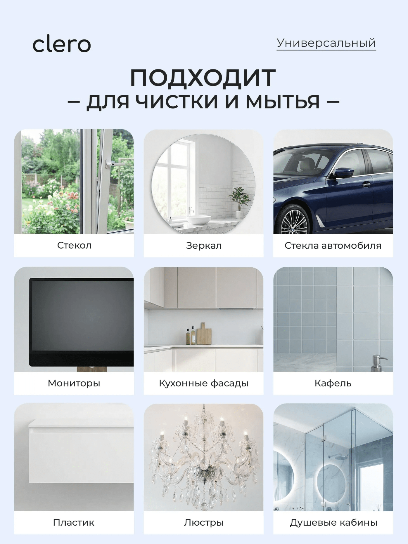 clero средство для мытья стекол 1000 мл